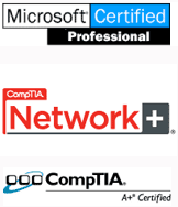 ABCD Computer Repair Technicians are Microsof Certified, Network+ Certified and A+ Certified